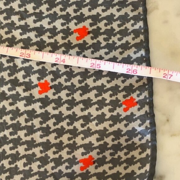 ECHO Silk Gray Red Square Scarf Vintage - Picture 13 of 16